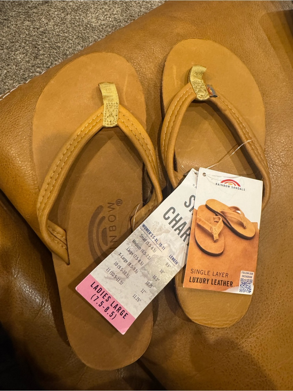 Rainbow Tan Leather Thong Sandals